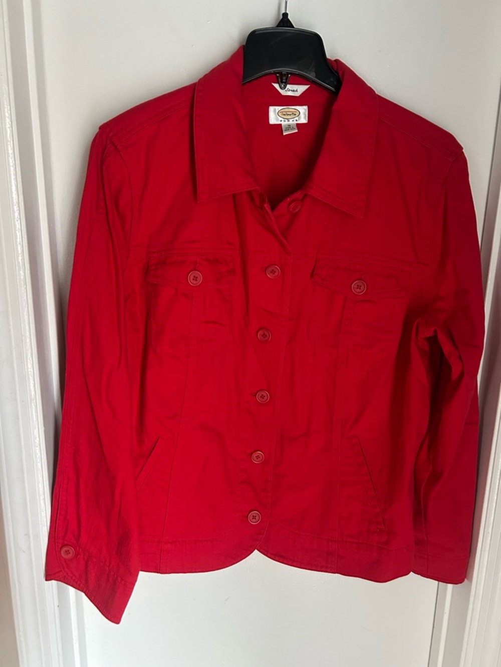 Talbots Bright Red Button-Front Jean Jacket